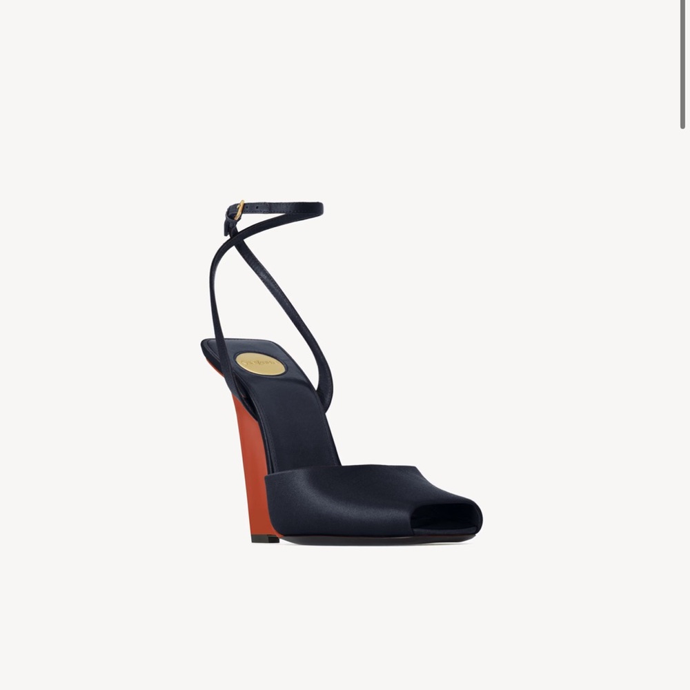 Yves Saint Laurent Black and Red Wedge Heels - Picture 4 of 10